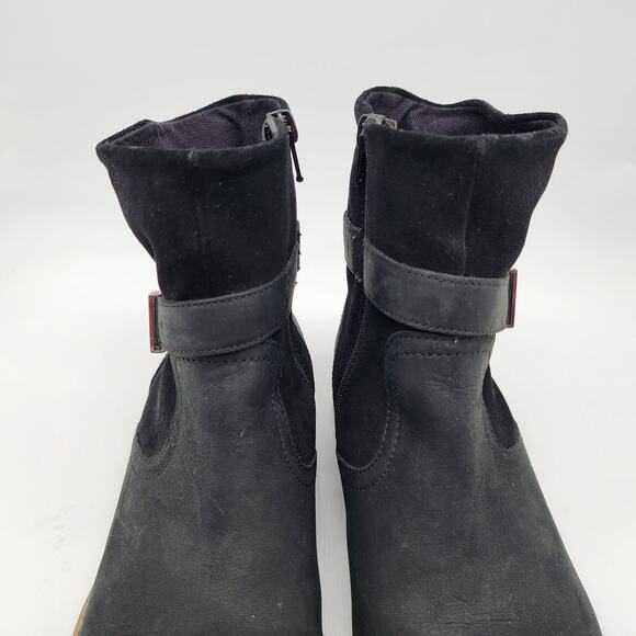 Clarks Camzin Strap Ankle Boots Black Leather Side Zip Buckle Bootie Size 8.5M - Picture 4 of 10